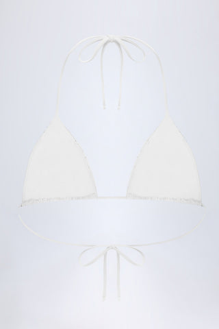 Broderie Anglaise Triangle Bikini Top in White