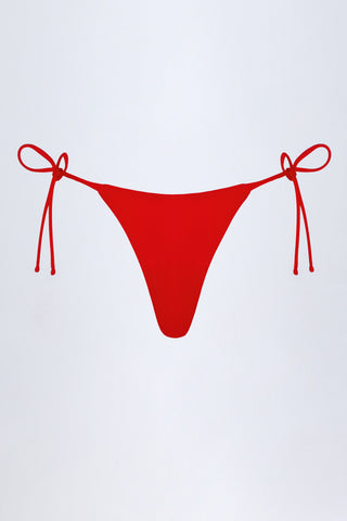 Side-Tie Cheeky Bikini Bottoms in Fiery Red